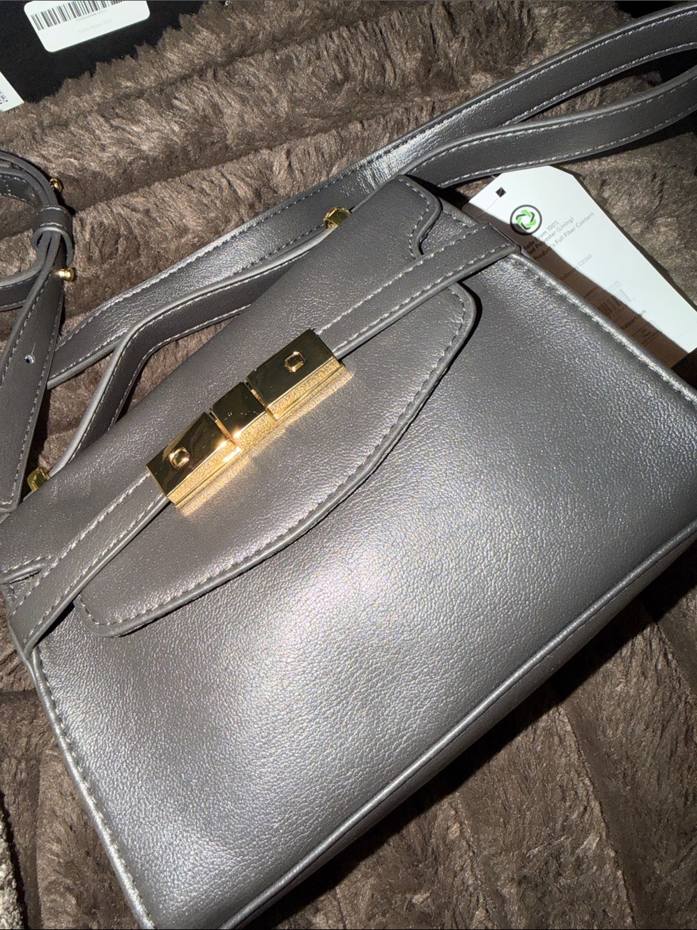 Time and Tru Gray Crossbody Bag with Gold Hardware